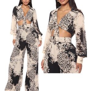 Elegant Black and Cream Women's Set